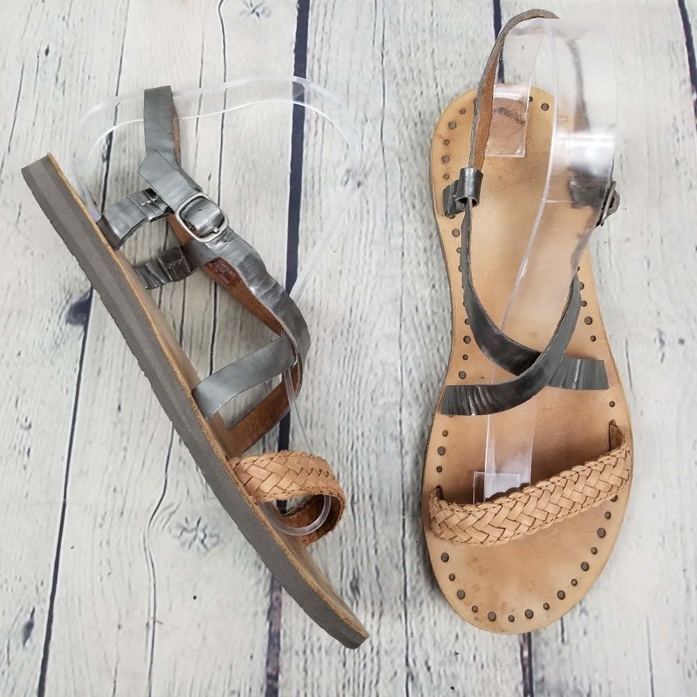 UGG | Jordyne metallic silver & braided strappy sandals